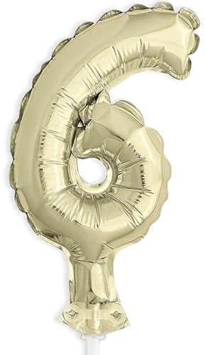 Gold Foil Number 6 Balloon Cake Topper (12cm) - Perfect for Birthdays, Anniversaries, & Milestone Events - 1 Pc
