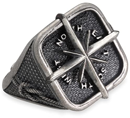 Handmade geschenk für ihn 925 Sterling Silber Ring für Männer Ring Männer Schmuck Herren Kompass Ring nautischen Ring Vintage Ring Steampunk Ring Gothic Ring antiken Ring