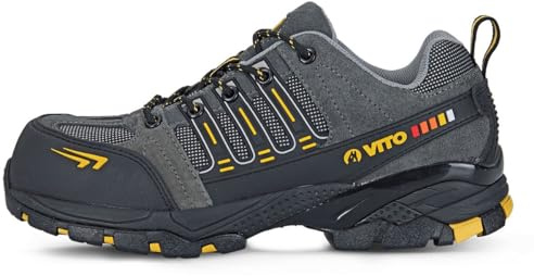 VITO - Chaussures de Sécurité Basses X-Trail Taille 43 - Baskets de Travail S1P SRC avec Embout Composite Léger - Semelle Anti-Perforation Fibre Aramide et Cuir Suédé Respirant