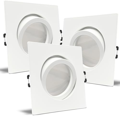 trendlights24 Carree-C LED Einbaustrahler dimmbar flach 230V Weiß 5W 3x Set | ultra flach, Einbautiefe 35 mm, Spots, Warmweiß, 3000k, austauschbar, Decken Einbauleuchte, Weiß, eckig, schwenkbar
