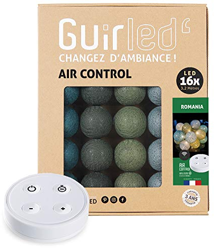 GuirLED - LED Baumwollkugeln Lichterkette USB - Drahtlose Fernbedienung - Baby Nachtlicht 2h - Dual USB 2A Netzteil enthalten - 4 Intensitäten – 16 Kugeln 1.6m - Romania