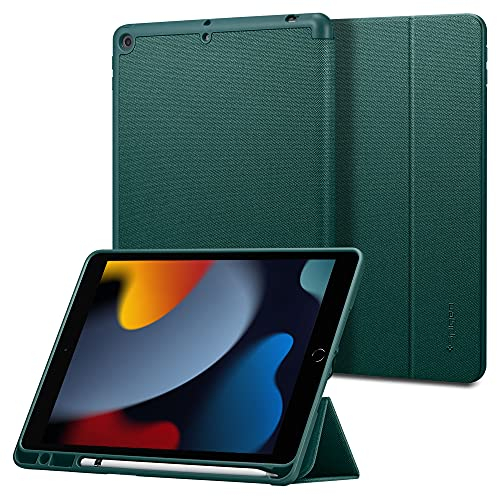 Spigen Urban Fit Kompatibel mit iPad 10.2, iPad 8. Generation Hülle (2020) / iPad 7. Generation Hülle (2019) mit Auto Schlaf Wach Funktion - Midnight Green