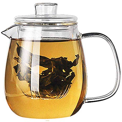 TAMUME 700ML Glas-Teekanne im Pinguin-Stil mit Sieb zum Aufbrühen von Tee