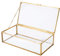 Homtone Caja Cristal Dorada, Joyero Vintage, Cajas de Joyas de Cristal con Tapa, Organizador Dorado para Vestidor de Dormitorio, Decoraciones para Bodas, Fiestas de cumpleaños, Rectángulo, 20cm