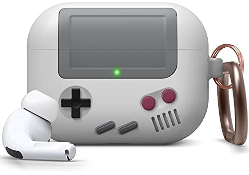 elago AW5 Case mit Karabiner Kompatibel mit AirPods Pro Hülle Ladecase - Design in der klassischen Handheld-Spielekonsole Schutzhülle (Grau)