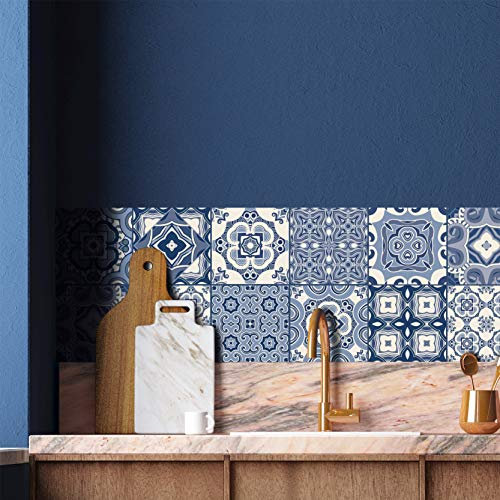 ADesign 32 Feuilles Mural Stickers Carrelage 2D Imperméables Carreau de Ciment Adhesif, Autocollants Carreaux Dosseret pour Cuisine, Salle de Bain la Décoration à la Maison / 15 x 15 cm /T1005