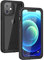 Focusor für iPhone 12 Hülle, IP68 Wasserdicht HandyHülle iPhone 12 360 Schutzhülle Stoßfest Staubdicht Outdoor Panzerhülle mit Eingebautem Displayschutz,Schwarz