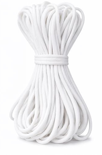 WedDecor 5mm White Flat Elastic Band 50 Metres Dressmaking Garment Making | Soft Durable and Stretchable Material Perfect for Fashion Costumes Curtains Face Coverings and Everyday Home Stitching