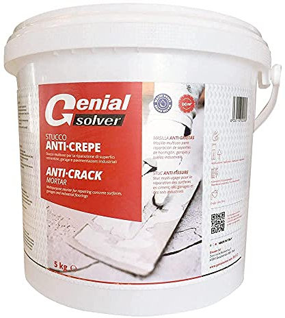 Genial Solver STUCCO ANTI-CREPE, Stucco Riempitivo e Riparatore per pavimenti, 5 kg