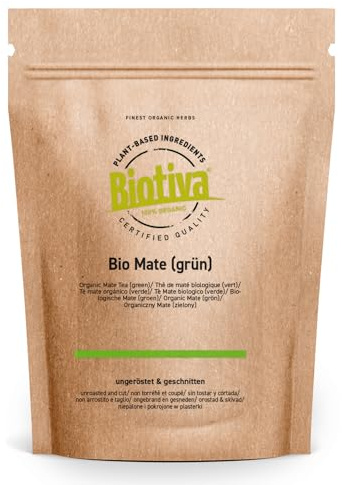 Tè mate Bio 250g | mate verde non torrefatto | foglie di Yerba con caffeina | coltivazione biologica | confezionato e controllato in Germania | Biotiva
