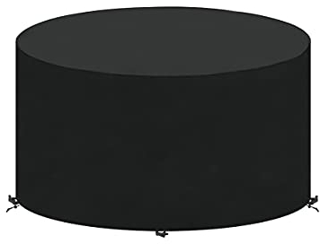 SanGlory Gartenmöbel Abdeckung für Runden Esstisch, Runde Abdeckplane Gartentisch Abdeckhaube Runder Schutzhülle für Tisch und Stühle, Wasserdicht Oxford Gewebe, UV-beständig (130x71cm)
