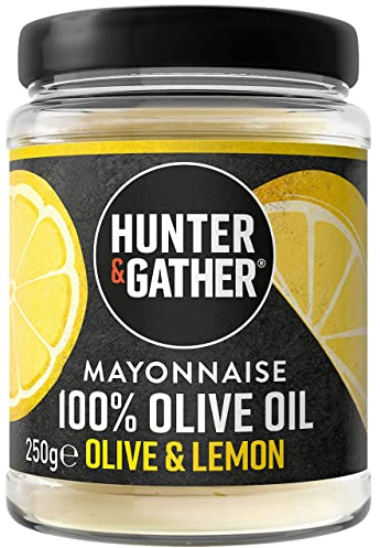 Hunter & Gather Maionese all'olio d'oliva e limone 240g | Fatta con tuorli d'uovo di galline ruspanti | Paleo, cheto, senza zucchero e senza glutine