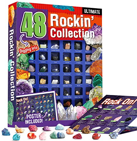 Byncceh 48PCS Coffret Pierre Précieuse et Minéraux Naturels – Pierres Naturelles pour Enfant, Coffret Pierres et Cristaux, Éducation, Décoration et Collection