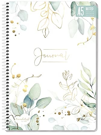paper&you® Bullet Journal dotted A5 mit Spiralbindung Blattgold 160 Seiten, Notizbuch gepunktet mit Spirale, College-Block, Spiral-Block, Notizblock - nachhaltig & klimafreundlich