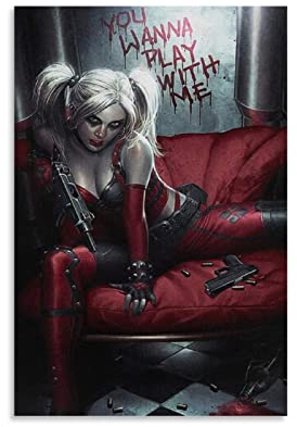 AIVYNA Filmposter Harley Quinn Sexy Kunst Leinwand Poster und Wand Moderner Druck Zeichnung Familie Schlafzimmer Dekor Poster Bild (40 x 60 cm)
