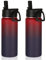 Volhoply 18oz Insulated Water Bottle 2 Pack, Multipack Kids Stainless Steel Water Bottles with Straw Lid,Double Wall Vacuum Sports Flask Keep Hot and Cold (Red Purple,2 Pack)