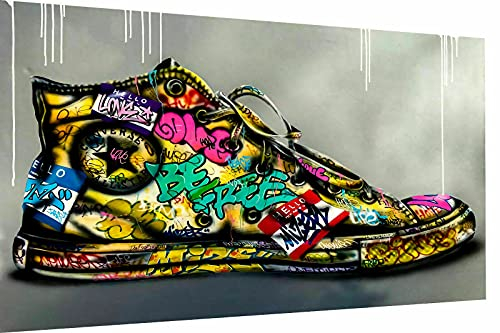 Magic Canvas Art - Abstrakte Schuhe Sneaker Leinwandbild 1- teilig Hochwertiger Kunstdruck Design Bild – B8043, Größe: 100 x 50 cm