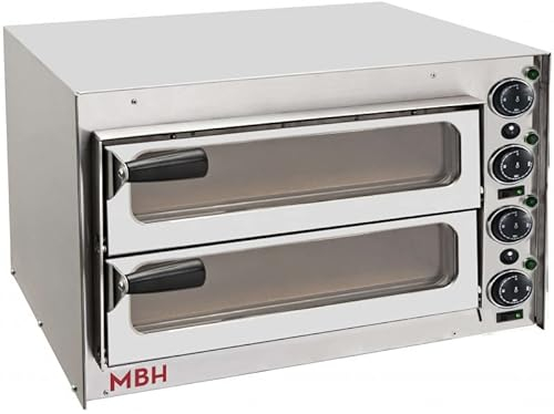 MBH - Forno per pizza professionale piccolo a 2 piani Forno elettrico industriale 2 pizze porta vetro