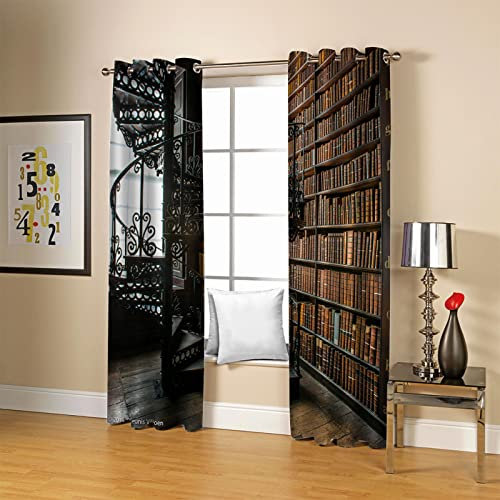 YANGLD Fashion Stair Ideas Kids Blackout Curtains For Bedroom Boys Girls Eyelet 110X102 Inch Curtains For Living Room Thermal Insulated Nursery Window Treatments 2 Panels Super Soft Energy Saving