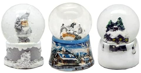 3er Set süße Mini-Schneekugeln Santa Schneehütte Winterlandschaft Weihnacht Durchmesser 45mm * 2-107bc-115