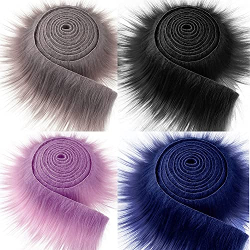 Katutude 4PCS Kunstfell-Band Tischband Fell für Dekoration Nähen Basteln 5cm x 150cm, Tischläufer Dekoband Fell für Weihnachten Dekoration Basteln