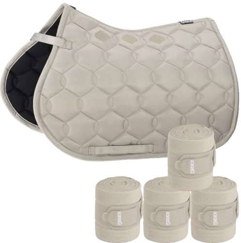 Eskadron Set Schabracke Glossy Wave Dove & Bandagen, Größe:Pony Dressur (PD)