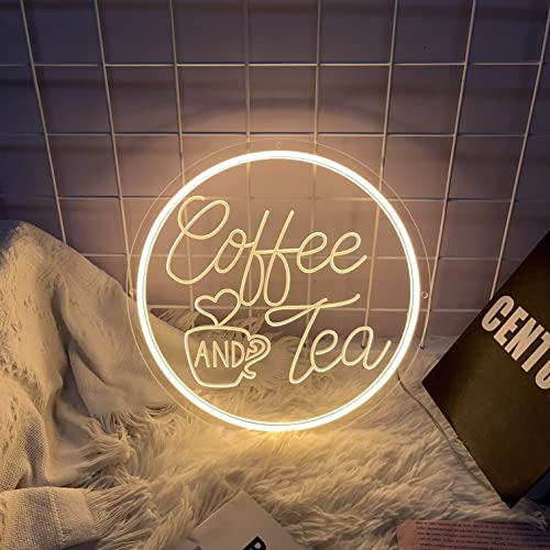 Dimmable LED Coffee Neon Sign - Hanging Wall Art for Coffee Station, Tea Bar, Restaurants, Farmhouse, Kitchen Decoration (11.8 * 11.8 inch)