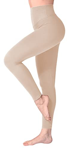 SINOPHANT Leggings Damen High Waist - Blickdicht Leggins mit Bauchkontrolle für Sport Yoga Gym(1 Khaki,L-XL)