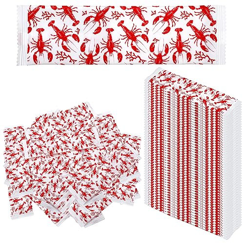 Siifert 250 Pcs BBQ Wet Wipes Individually Wrapped Pre Moistened Individual Hand Grill Wipes for Bbqs Barbecue Catering Restaurant Wedding, Hands Quickly(Lobster)