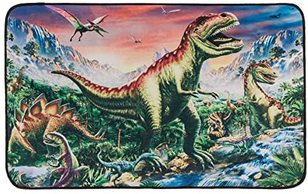 mtb more energy Deko Teppich ''T-Rex World'' - Dinosaurier Teppich Bettvorleger Fussmatte - 80x50 cm - Kinderzimmer Dino Zierteppich Geschenk