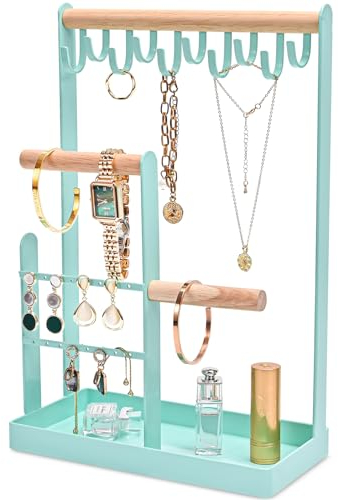 ProCase Schmuckständer Schmuckhalter Schmuckbaum, Schmuck Organizer Ketten Aufbewahrung Ständer Ohrringständer Schmuckaufbewahrung Kettenhalter Jewelry Stand für Halsketten Armbänder Ringe –Blau