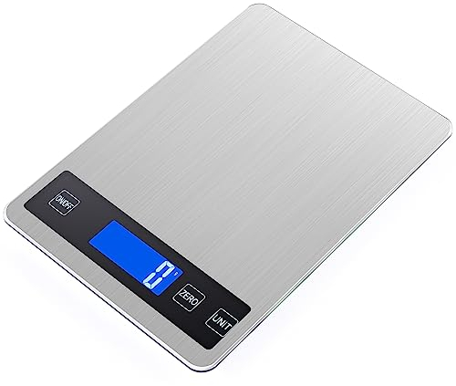 Báscula de Cocina Digital -10kg, Estilizada Y Delgada Balanza Para Alimentos,Panel De Acero Inoxidable De Vidrio Templado Resistente Al Agua,Pantalla Lcd, FuncióN de Tara. (Plata-10kg)