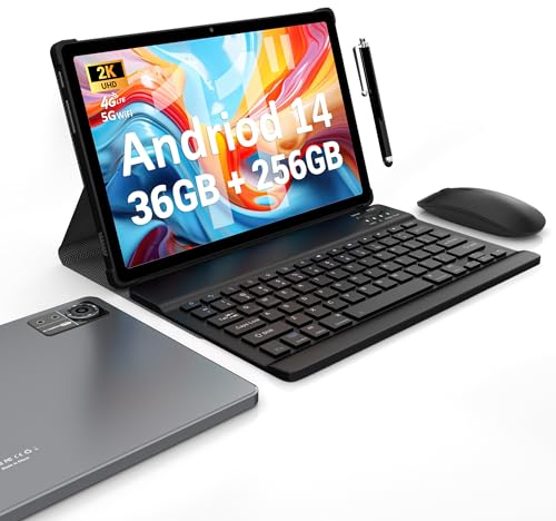 FASTWD Tablet 11 Pollici Android 14 tablet,2025 Newest Tablet con 4G LTE e 5G WiFi,36GB RAM+256GB ROM,9580mAh,2000 * 1200 incell FHD,Widevine L3,GPS/BT5/Tablet 2 in 1 con tastiera,Nero