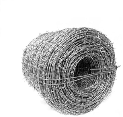 Rotolo Doppio Di Filo D'acciaio Spinato, Recinzione in Acciaio Zincato, Recinzione Decorativa in Filo Spinato, Sicurezza per Il Bestiame Resistente Alle Intemperie e Facile Da Piegare (2.3mm 10m)