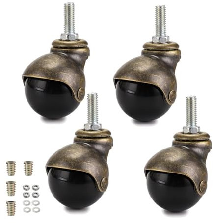 4 Stück Lenkrollen 50 mm Kugelrollen, antikes Drehrad für Stühle, Tisch, Wagen