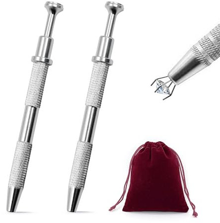 2 Pieces Jewelry Grabber, Stainless Steel Tweezers Picker, Pen Piercing Pliers, Piercing Ball Grabber, Suitable for Jewelry, Electronic Components, Ic Chips and Small Parts (Silver)