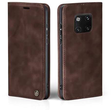 LBH Handyhülle für Huawei Mate 20 Pro in Dunkelbraun mit Karten- und Geldfach Smartphone Hülle mit Standfunktion Flip Case Schutzhülle Magnetverschluss Vintage