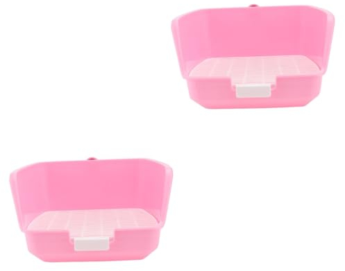 DOITOOL 2 Pièces Lapin Toilette Salle de Bain bac à litière d'angle pour Chat Toilettes en Plastique Petite Salle de Bain pour Animaux de Compagnie poêle en Augmenter
