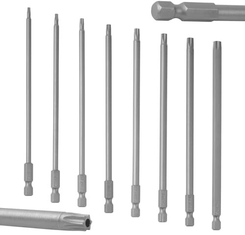 8 Stück Torx Schraubendreher Bit Set, 1/4x150mm Magnetisch Torx Bit Set Lang, T8/T10/T15/T20/T25/T27/T30/T40 Elektrische Bits Set(8, 150mm)