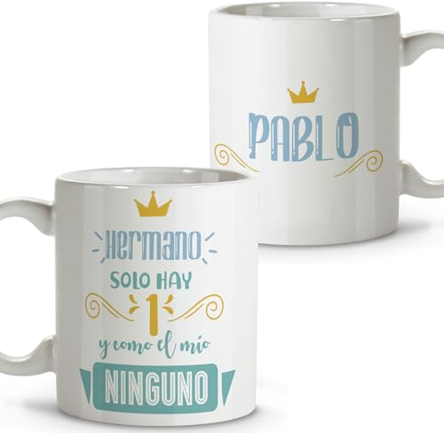 Regalos originales para hermanos. Taza personalizada. Tazas originales para regalar. Regalo hermano. Regalos para hermanos. Taza cerámica 330 ml.