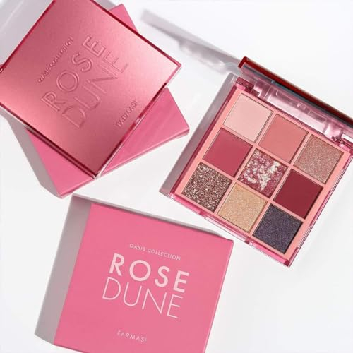 FARMASI Rose Dune Palette de fard à paupières avec 9 teintes hautement pigmentées, Palette de fards à paupières polyvalente pour hypnotiser doux à intense avec des tons roses et mauves 0,28 oz