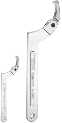 sourcing map 3/4-2(19-51mm) 2-4 3/4(51-121mm) C Spanner Wrench Adjustable Round Pin Spanner Wrenches Tool Chrome Vanadium for Lock Nuts Machine Tools Mechanical Tool, Silver Tone