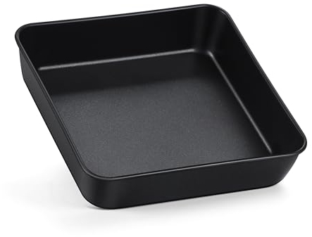 Herogo Juego de 2 cazuelas cuadradas de acero inoxidable, 21 x 21 x 5 cm, molde para hornear brownie para tartas, brownie, lasaña, saludable y duradero, apto para lavavajillas, lata cuadrada (2)