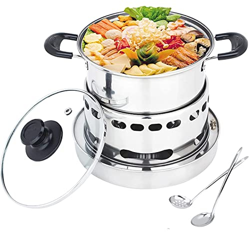 TUPOSTAR Camping Spirituskocher Spirituskocher füR Den Innenbereich Spirituskocher Aus Rostfreiem Stahl Leicht Zu Transportieren Kein Strom Erforderlich Geeignet füR InnenräUme,Stainless Steel,18cm