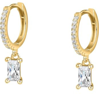 CHRIST Damen-Creolen 925er Silber, recycelt Zirkonia One Size, Gelbgold 89076269