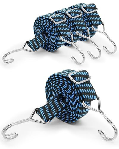 ZephyrCraft Verstellbare Spanngummi mit Haken, 4er-Set 2M - Extra Starke Gepäckspanner, Expander, Gummiseil für Fahrrad, Motorrad, Auto, Camping