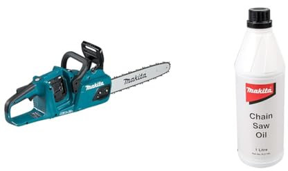 Makita DUC355Z Twin 18V (36V) Li-Ion LXT 350mm Brushless Chainsaw - Batteries and Charger Not Included & P-21163 Oil/Chain Saw Non-Bio 1L, Multi-Colour