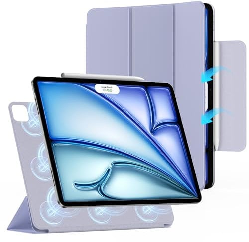 ZtotopCases Hülle für iPad Air 13 Zoll Hülle M3/M2 (2025/2024) & iPad Pro 12.9 2022/2021/2020,Leistungsstarke Magnetische,Ultradünne,Leichte Schutzhülle mit Auto Schlaf-/Weckfunktion,Lila