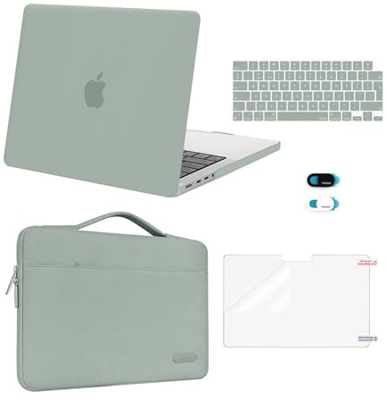 MOSISO Compatible with MacBook Pro 14 inch Case M5 M4 M3-M1, Antique Green | Hard Shell Cover for Mac Pro 16 inch 2026 2025 2024 2023 2022 2021&Sleeve Bag&Keyboard Skin&Screen Protector&Webcam Cover