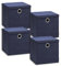 Storanda | 4er Set Aufbewahrungsbox 34x34x33 cm mit Deckel | Extra Große Griffe | Stabil & Faltbar | Regalbox für Würfelregal | Ideal für Zuhause & Kinderzimmer | Dunkelblau